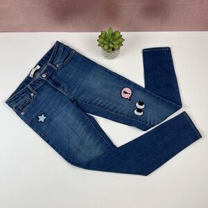 Levi's 710 Super Skinny Denim Blue Jeans Heart Star Patch Girl Size 12